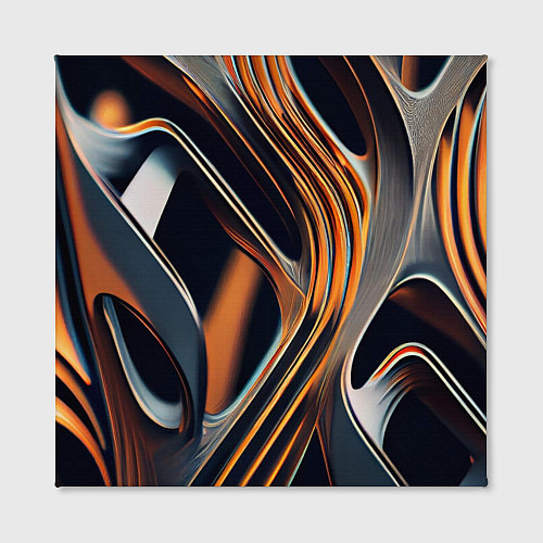 Картина квадратная Слияние красок оранжевого и чёрного абстракция / 3D-принт – фото 2