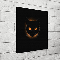 Холст квадратный Портрет черного кота в оранжевом свечении, цвет: 3D-принт — фото 2