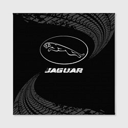 Холст квадратный Jaguar speed на темном фоне со следами шин, цвет: 3D-принт — фото 2