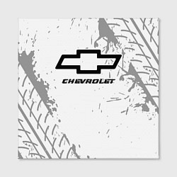 Холст квадратный Chevrolet speed на светлом фоне со следами шин, цвет: 3D-принт — фото 2