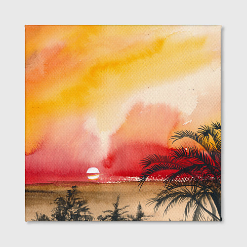 Картина квадратная Тропический закат акварель / 3D-принт – фото 2