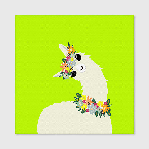 Картина квадратная Летняя лама - альпака в венке / 3D-принт – фото 2