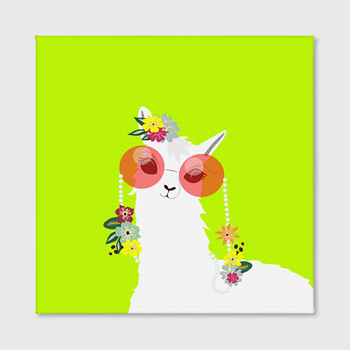 Картина квадратная Лама - альпака в розовых очках / 3D-принт – фото 2