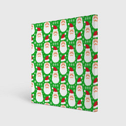 Картина квадратная Дед Мороз на зеленом фоне