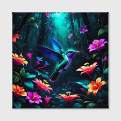 Холст квадратный Колибри в темном лесу, цвет: 3D-принт — фото 2