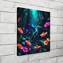 Холст квадратный Колибри в темном лесу, цвет: 3D-принт — фото 2
