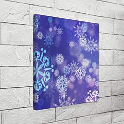 Холст квадратный Крупные снежинки на фиолетовом, цвет: 3D-принт — фото 2
