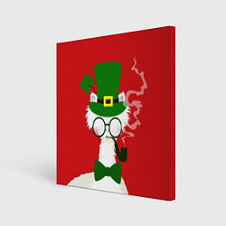 Холст квадратный Лама - альпака в день Патрика, цвет: 3D-принт