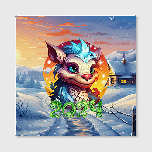 Картина квадратная Новогодний дракон 2024 / 3D-принт – фото 2