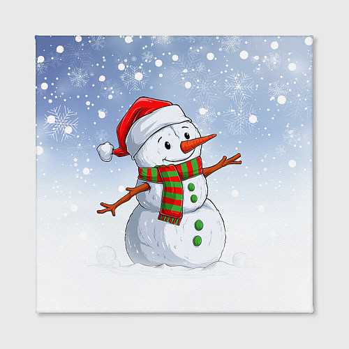 Картина квадратная Весёлый снеговик в колпаке / 3D-принт – фото 2