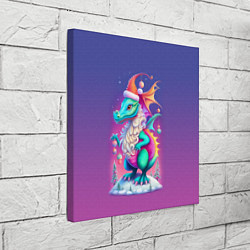 Холст квадратный Новогодний дракончик - нейросеть, цвет: 3D-принт — фото 2