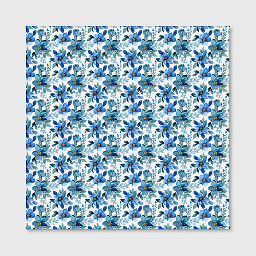 Картина квадратная Полевые голубые цветы паттерн / 3D-принт – фото 2