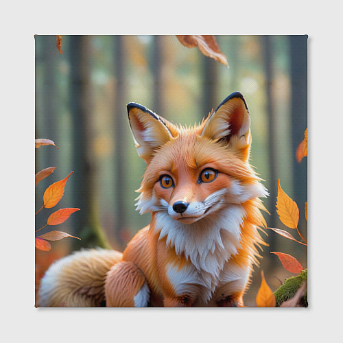 Картина квадратная Портрет лисы в осеннем лесу / 3D-принт – фото 2