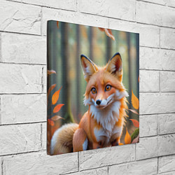 Холст квадратный Портрет лисы в осеннем лесу, цвет: 3D-принт — фото 2
