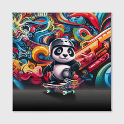 Холст квадратный Панда - крутой скейтбордист на фоне граффити, цвет: 3D-принт — фото 2