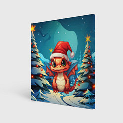 Холст квадратный Маленький новогодний милый дракошка 2024, цвет: 3D-принт
