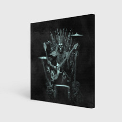 Холст квадратный Скелет музыкант король метала на троне, цвет: 3D-принт