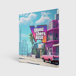 Холст квадратный GTA 6 Vice city, цвет: 3D-принт