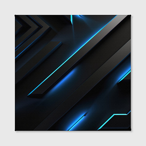 Картина квадратная Черная конструкция с синими неоновыми вставками / 3D-принт – фото 2