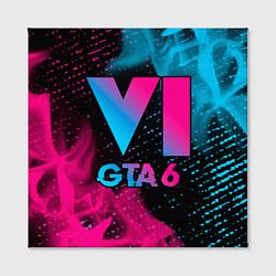 Холст квадратный GTA 6 - neon gradient, цвет: 3D-принт — фото 2