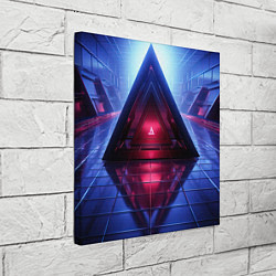 Холст квадратный Фиолетовое свечение за треугольной абстракцией, цвет: 3D-принт — фото 2