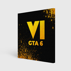 Холст квадратный GTA 6 - gold gradient, цвет: 3D-принт