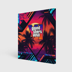 Холст квадратный GTA 6 аbstract logo, цвет: 3D-принт