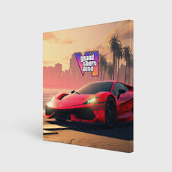 Холст квадратный GTA 6 спортивное авто, цвет: 3D-принт
