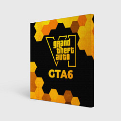 Холст квадратный GTA6 - gold gradient, цвет: 3D-принт