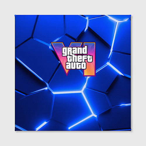 Картина квадратная GTA 6 лого на фоне разлома синих плит / 3D-принт – фото 2