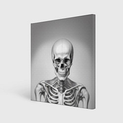 Холст квадратный Скелет черно белый, цвет: 3D-принт