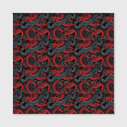 Холст квадратный Красные драконы на сером фоне, цвет: 3D-принт — фото 2