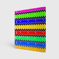 Холст квадратный Горизонтальные разноцветные линии, цвет: 3D-принт