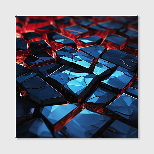 Картина квадратная Синие абстрактные плиты и красное свечение / 3D-принт – фото 2