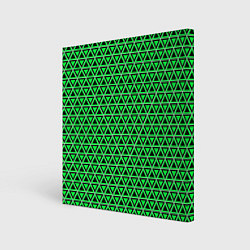 Холст квадратный Зелёные и чёрные треугольники, цвет: 3D-принт