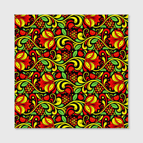 Картина квадратная Хохломская роспись красные цветы и ягоды / 3D-принт – фото 2