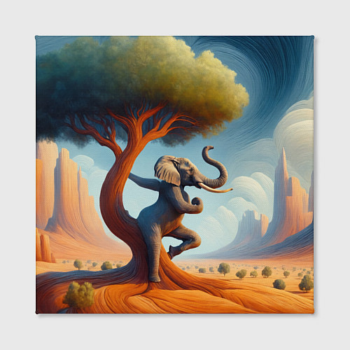 Картина квадратная Слон занимается йогой возле дерева / 3D-принт – фото 2