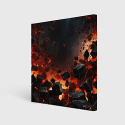Холст квадратный Взрыв плит и огонь, цвет: 3D-принт