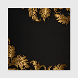 Холст квадратный Золотые объемные листья на черном, цвет: 3D-принт — фото 2