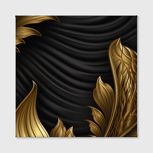 Картина квадратная Узоры золотые на черном фоне / 3D-принт – фото 2