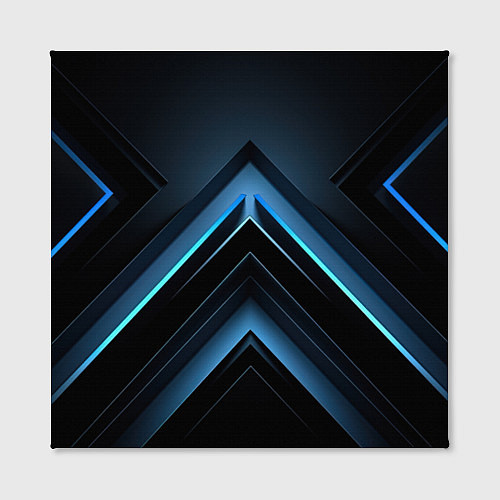 Картина квадратная Черная абстракция с синим неоновым ярким свечением / 3D-принт – фото 2