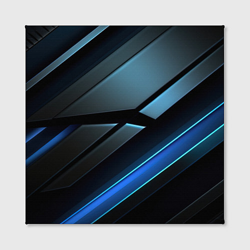 Картина квадратная Черная абстракция с синим неоновым ярким свечением / 3D-принт – фото 2
