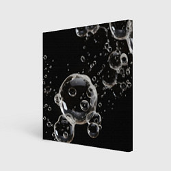 Холст квадратный Пузыри на черном, цвет: 3D-принт