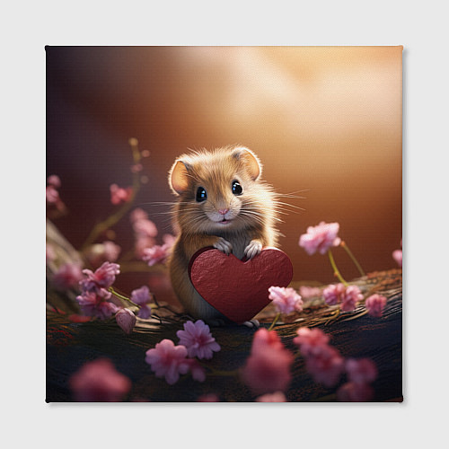 Картина квадратная Милый маленький хомячок с сердечком / 3D-принт – фото 2