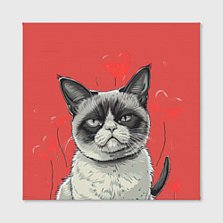 Холст квадратный Недовольный кот на день святого Валентина, цвет: 3D-принт — фото 2