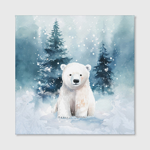 Картина квадратная Белый медвежонок в лесу / 3D-принт – фото 2