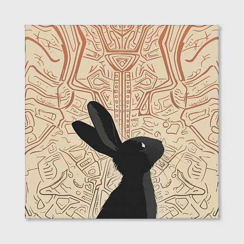 Картина квадратная Чёрный кролик с узорами / 3D-принт – фото 2