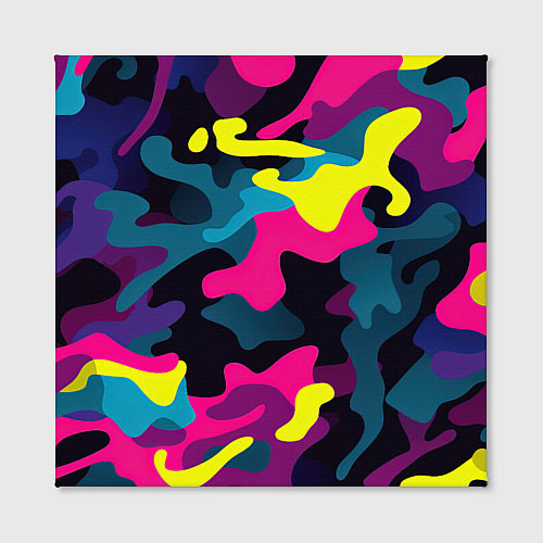 Картина квадратная Кислотная яркая абстракция в камуфляжном стиле / 3D-принт – фото 2