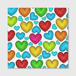 Холст квадратный Сердца нарисованные цветными карандашами, цвет: 3D-принт — фото 2
