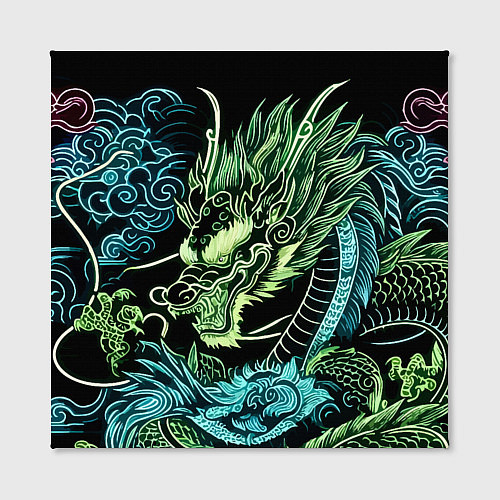 Картина квадратная Ирезуми - неоновый японский дракон / 3D-принт – фото 2